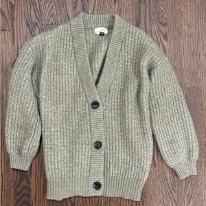 Universal Thread Women's Green Chunk Knit Cardigan Button Front Loose Fit Sz XS